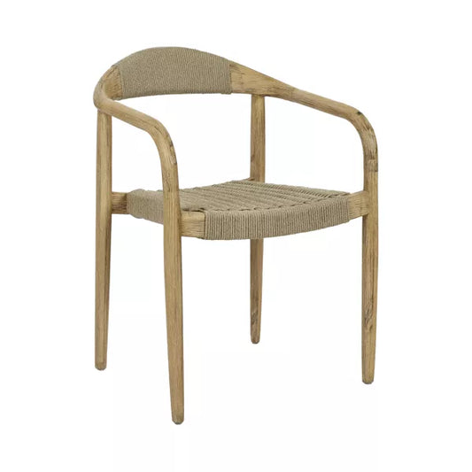 Chaise avec accoudoirs Mira – Bois d'acacia & corde naturelle – 51,6×57×76 cm – Pomax - Précommande