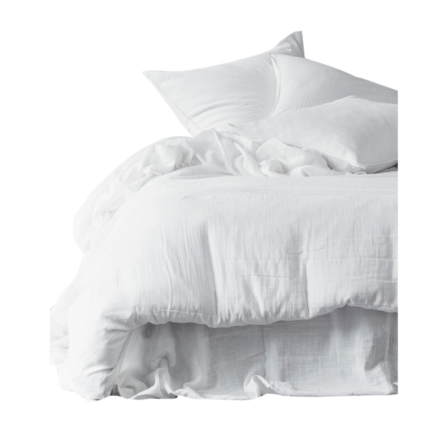 Drap housse Mykonos – Double gaze de coton percale lavée blanc – 160 × 200 cm – Haomy