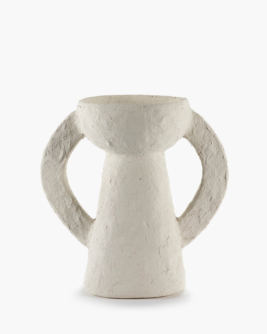 Vase papier mâché avec anses - blanc - L - EARTH