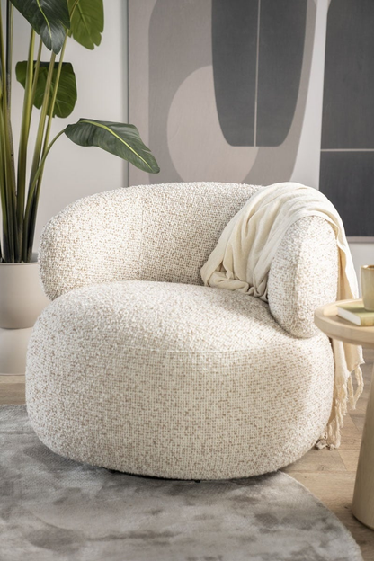 Fauteuil Moum - bouclé écru pivotant 360°