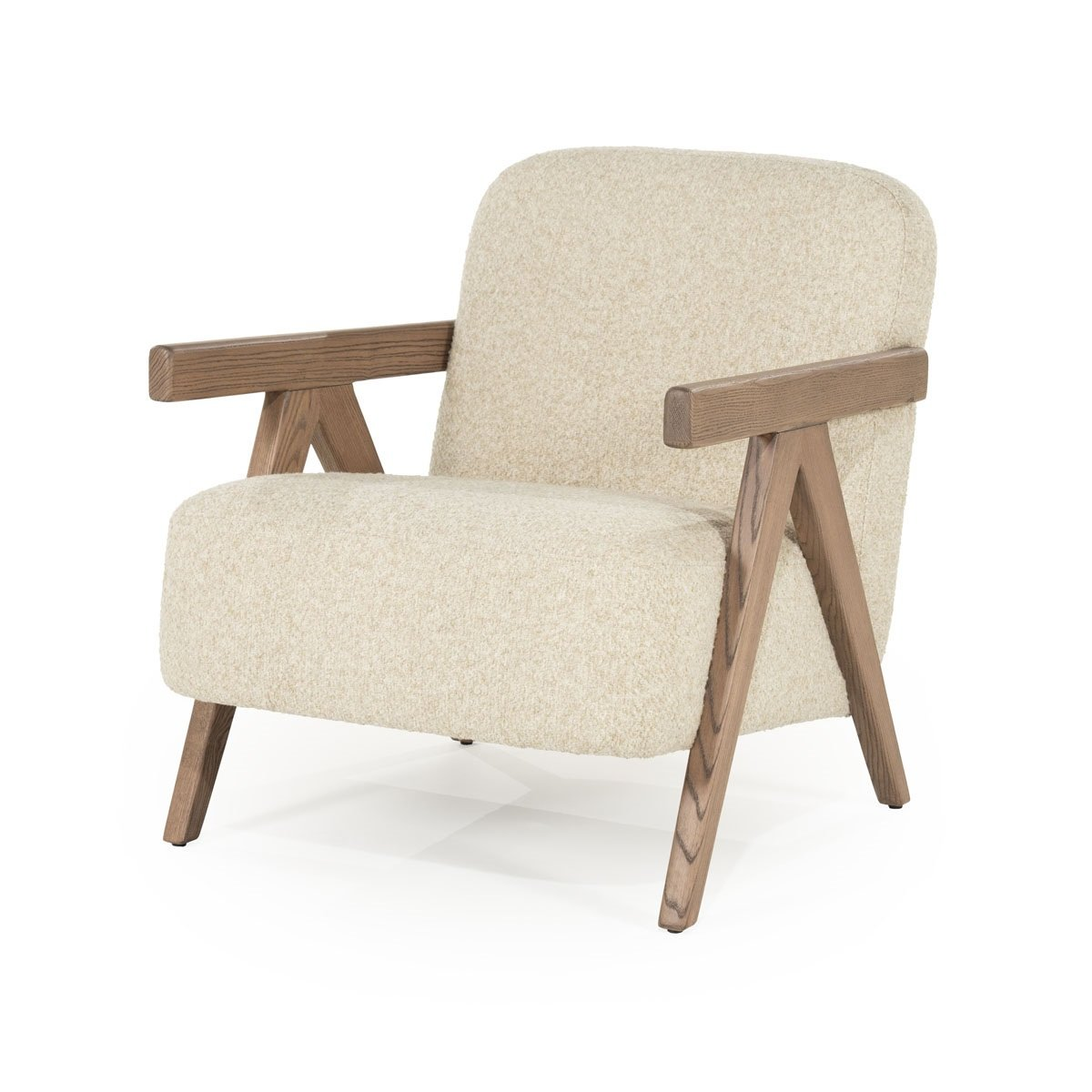 Fauteuil Serena - bois clair & tissu écru