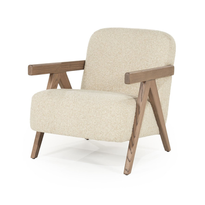 Fauteuil Serena - bois clair & tissu écru