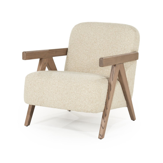 Fauteuil Serena - bois clair & tissu écru