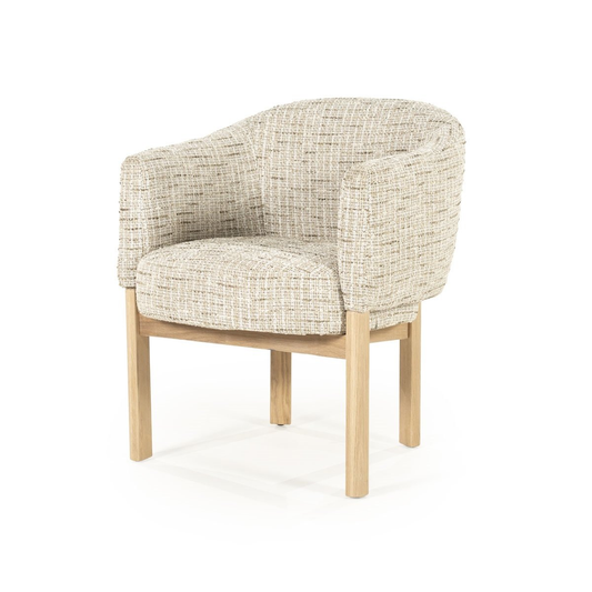 Fauteuil Lunna beige - tissu texturé & chêne clair
