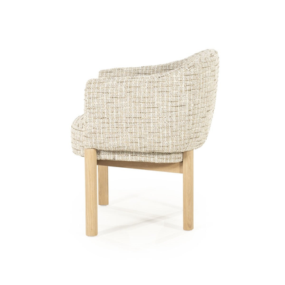 Fauteuil Lunna beige - tissu texturé & chêne clair