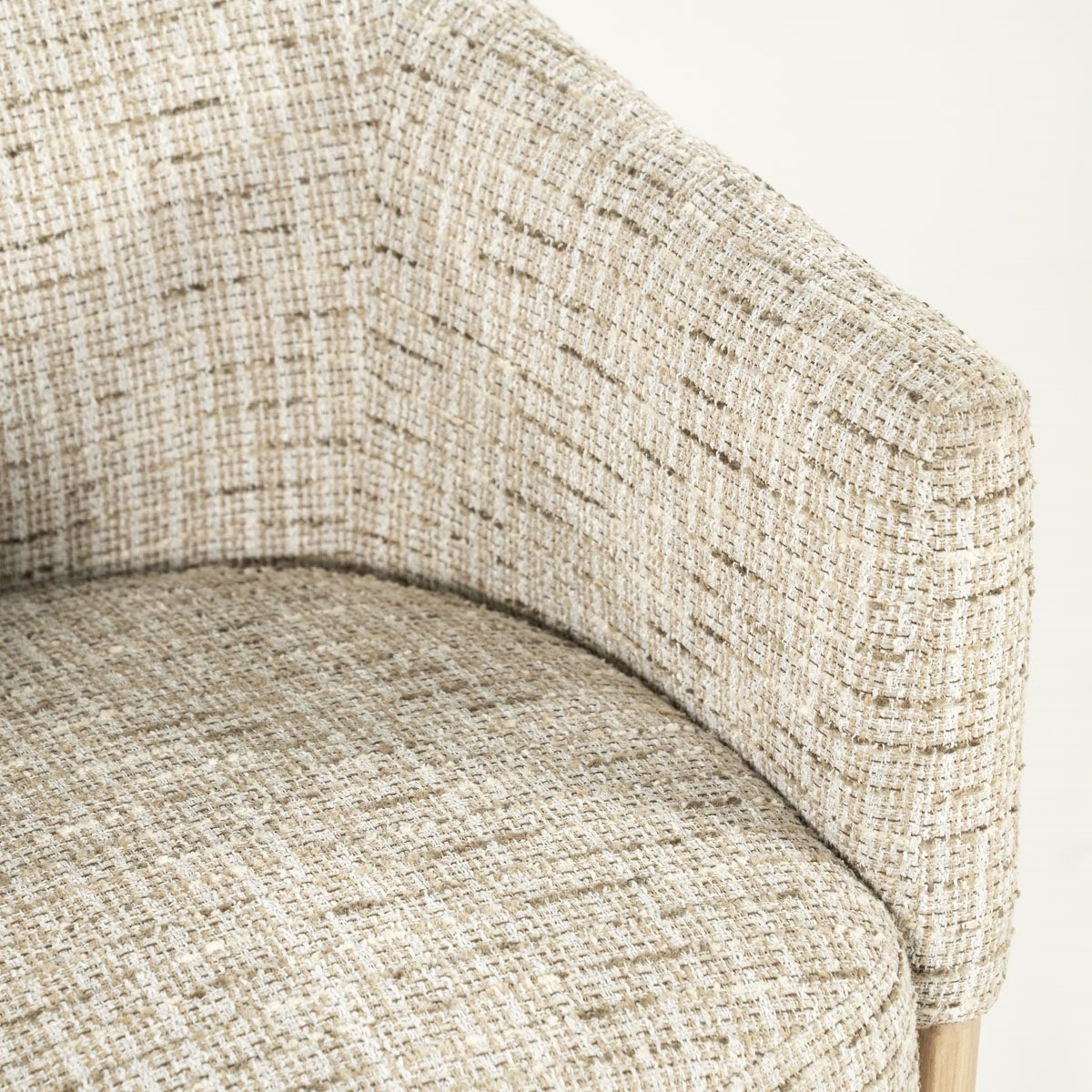 Fauteuil Lunna beige - tissu texturé & chêne clair