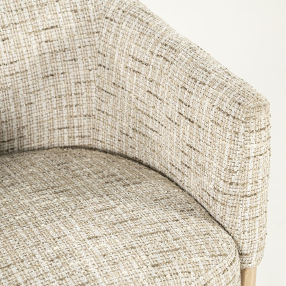 Fauteuil Lunna beige - tissu texturé & chêne clair