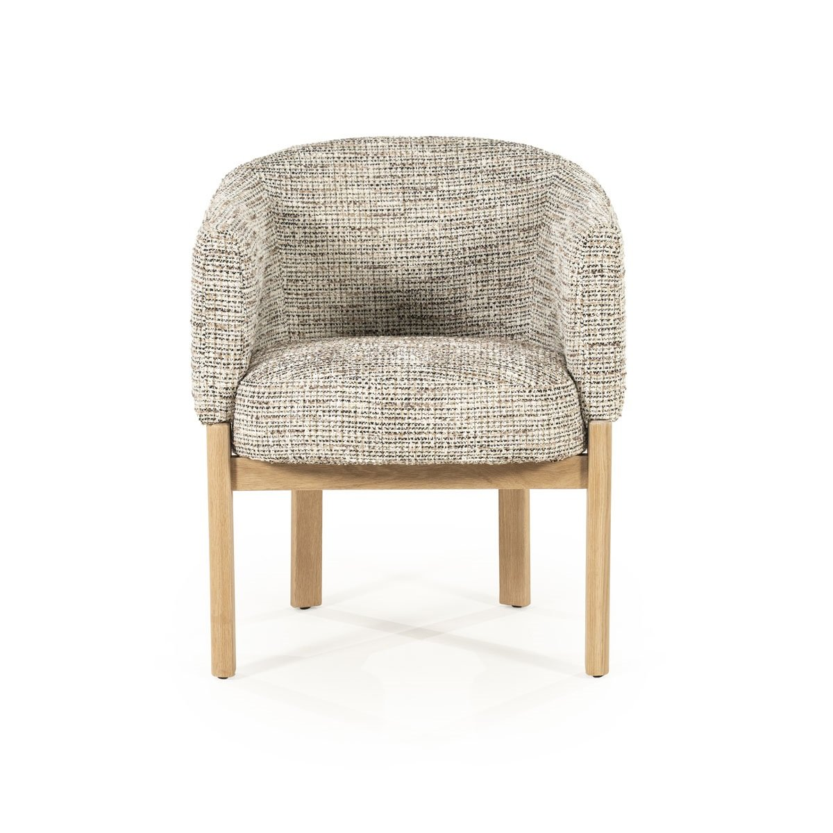 Fauteuil Lunna taupe - tissu texturé & chêne clair
