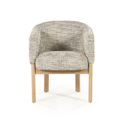 Fauteuil Lunna taupe - tissu texturé & chêne clair