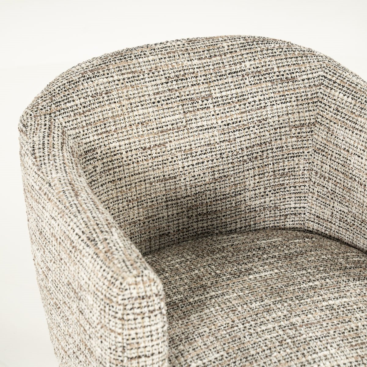 Fauteuil Lunna taupe - tissu texturé & chêne clair