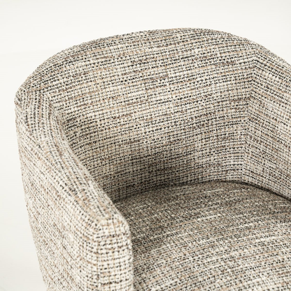 Fauteuil Lunna taupe - tissu texturé & chêne clair