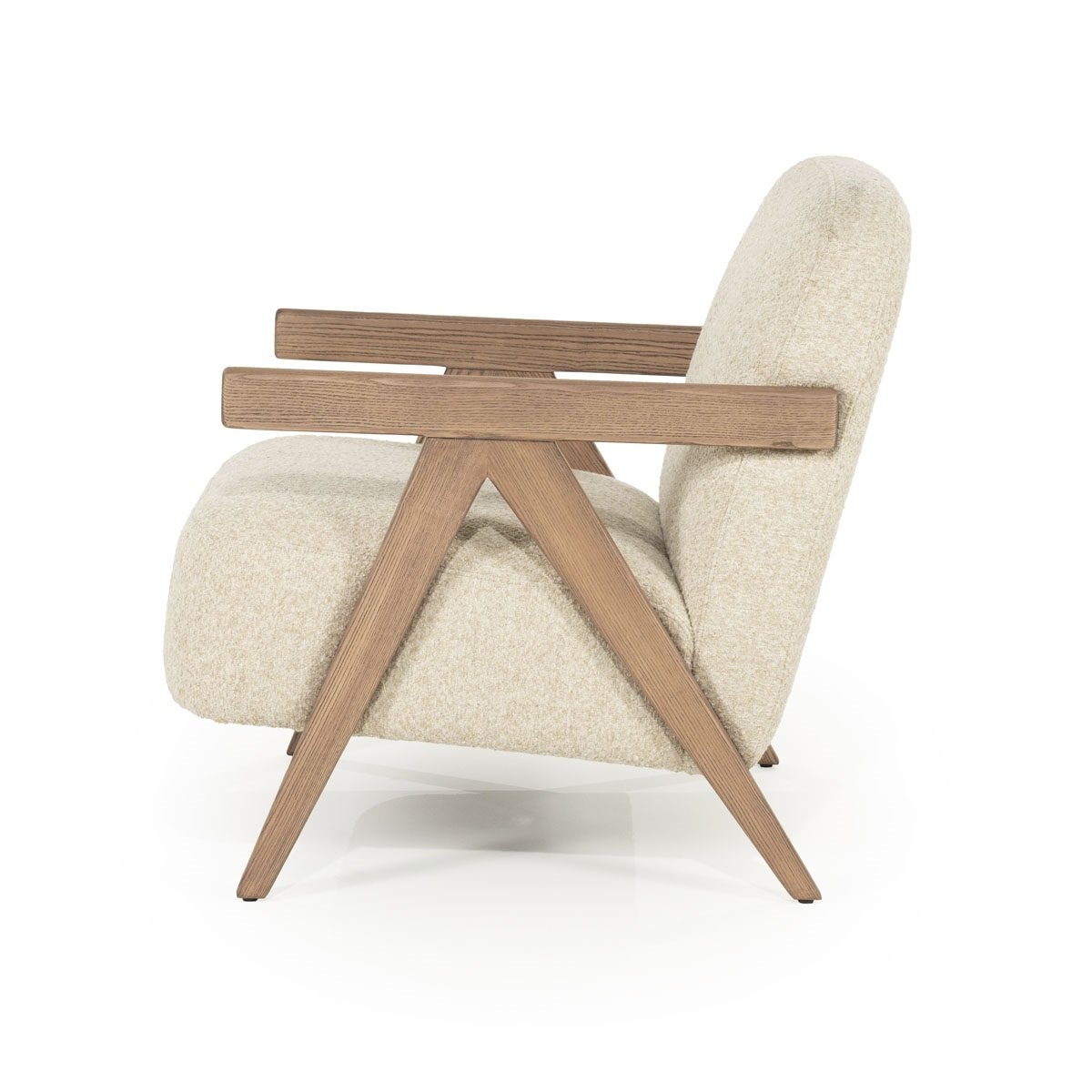 Fauteuil Serena - bois clair & tissu écru