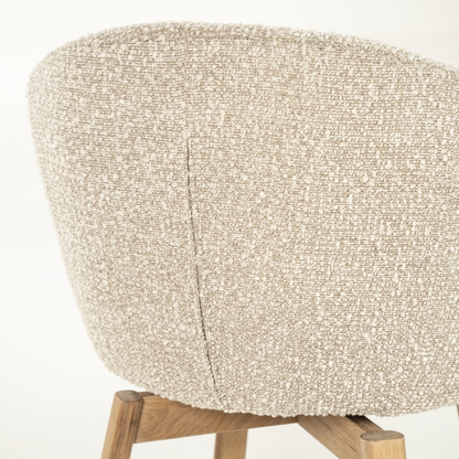 Chaise pivotante Dune - tissu bouclé beige & chêne clair