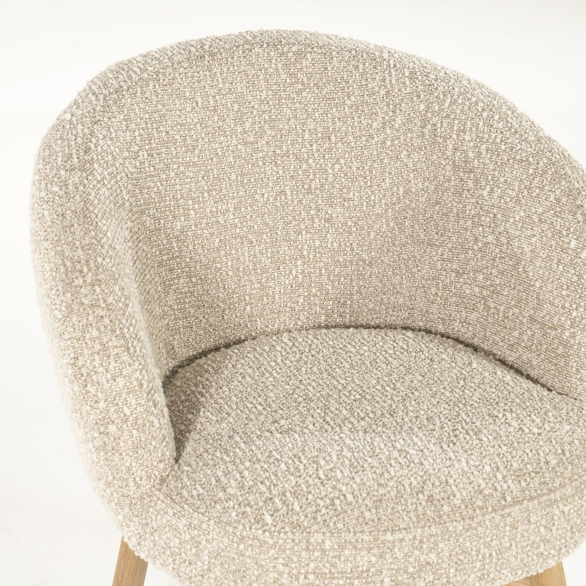 Chaise pivotante Dune - tissu bouclé beige & chêne clair