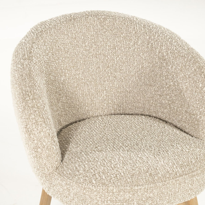 Chaise pivotante Dune - tissu bouclé beige & chêne clair