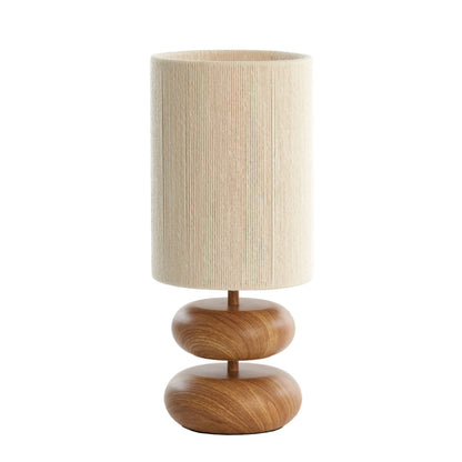 Lampe Marella - bois & tissu crème - Ø22x50,5 cm