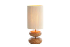 Lampe Marella - bois & tissu crème - Ø22x50,5 cm