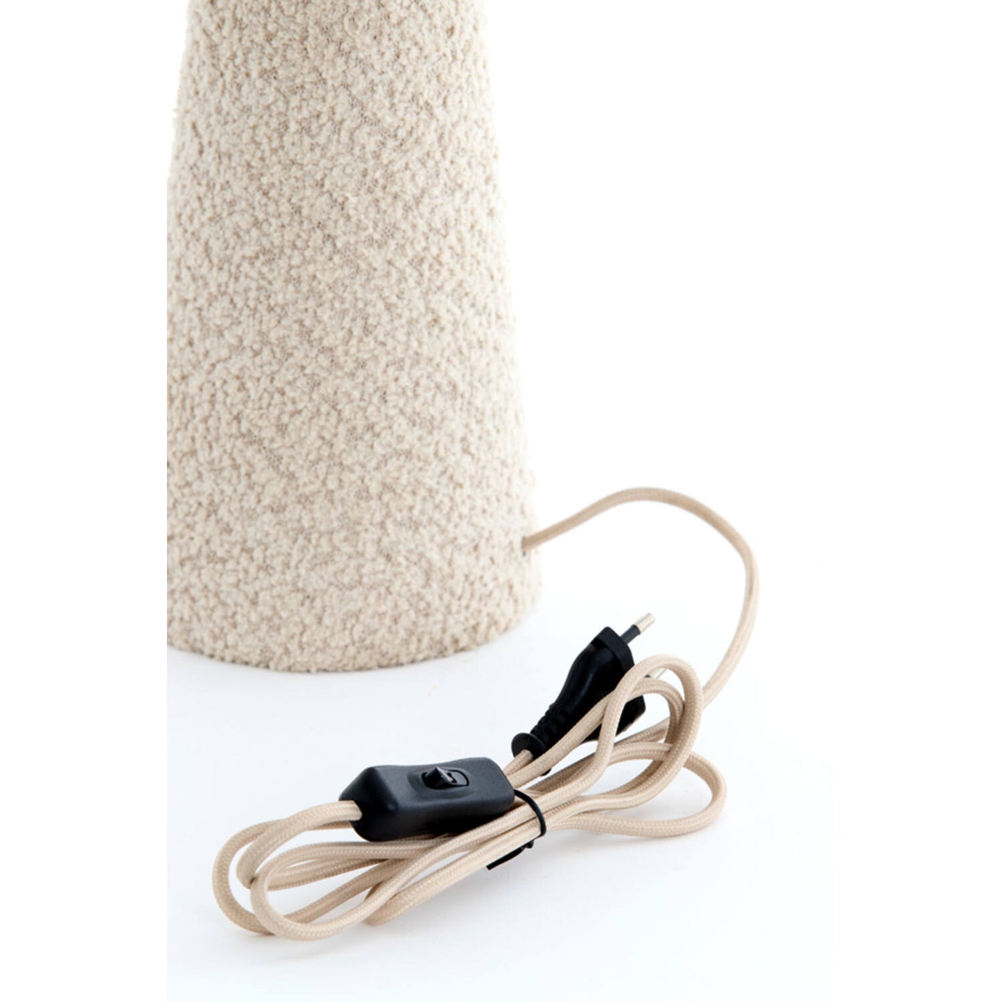 Lampe Mellia - tissu bouclé crème - Ø20x58 cm