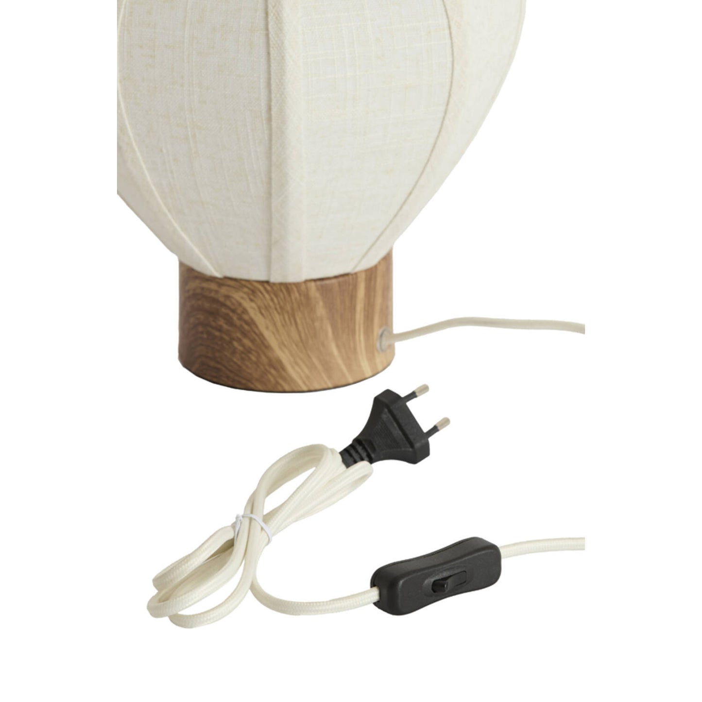 Lampe à poser Montgolfière - Lin et bois naturel - Ø23x23,5 cm
