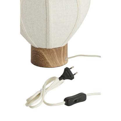 Lampe à poser Montgolfière - Lin et bois naturel - Ø23x23,5 cm