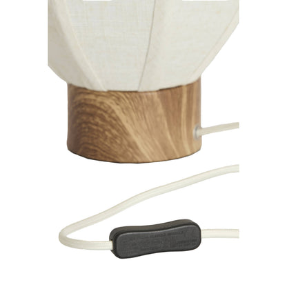 Lampe à poser Montgolfière - Lin et bois naturel - Ø23x23,5 cm