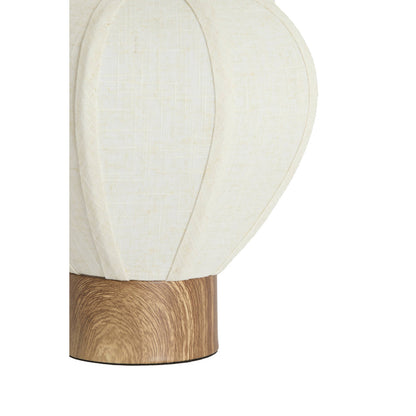 Lampe à poser Montgolfière - Lin et bois naturel - Ø23x23,5 cm
