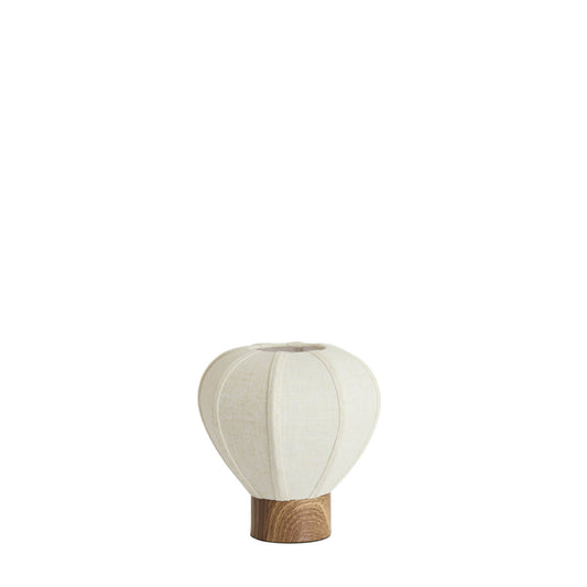 Lampe à poser Montgolfière - Lin et bois naturel - Ø23x23,5 cm