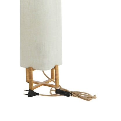 Lampe à poser Solen - Motif bois et toile crème - 16,5x16,5x39 cm