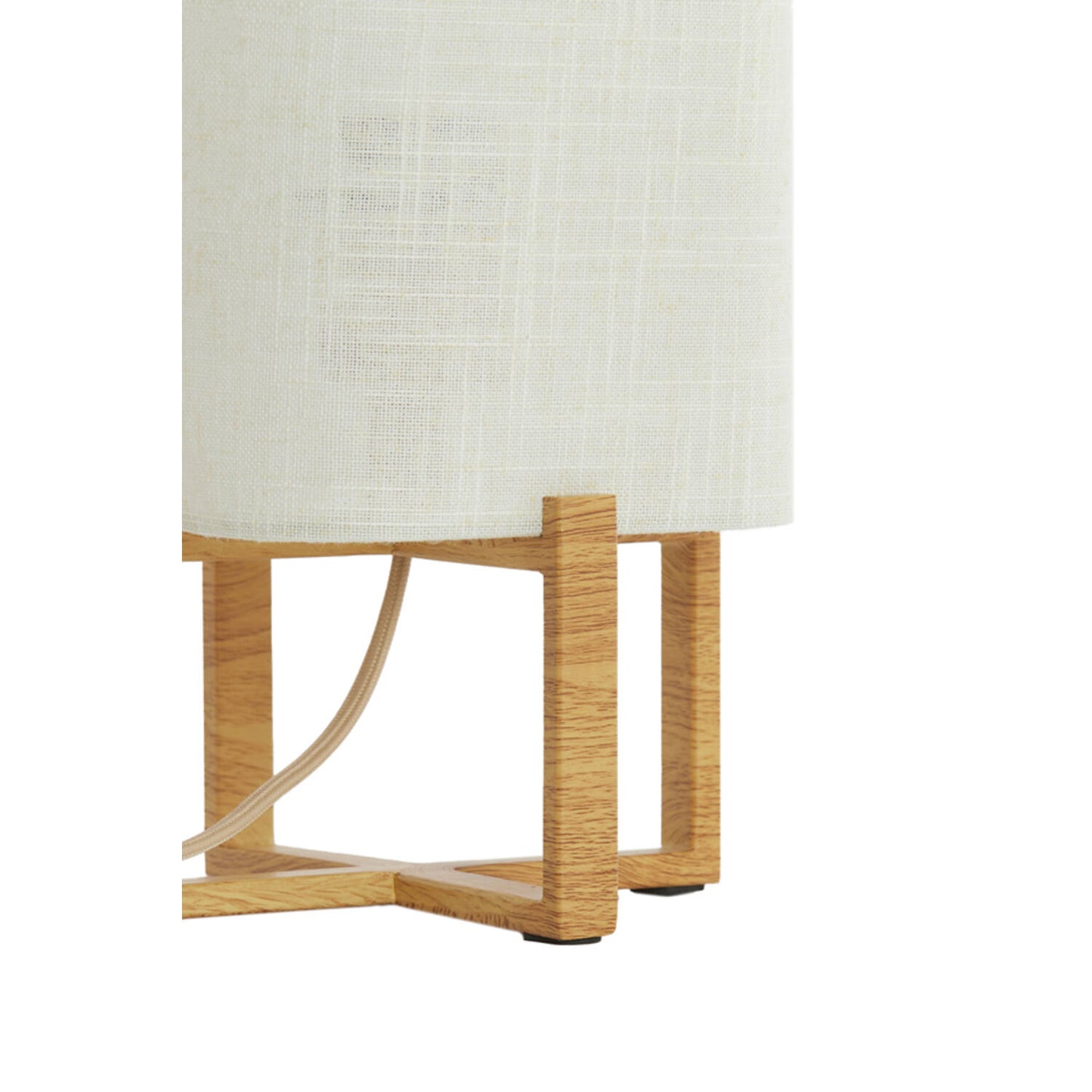 Lampe à poser Solen - Motif bois et toile crème - 16,5x16,5x39 cm