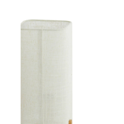 Lampe à poser Solen - Motif bois et toile crème - 16,5x16,5x39 cm