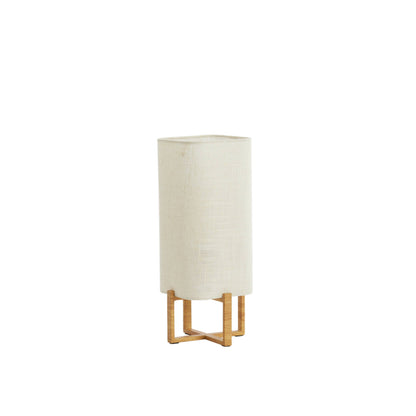 Lampe à poser Solen - Motif bois et toile crème - 16,5x16,5x39 cm