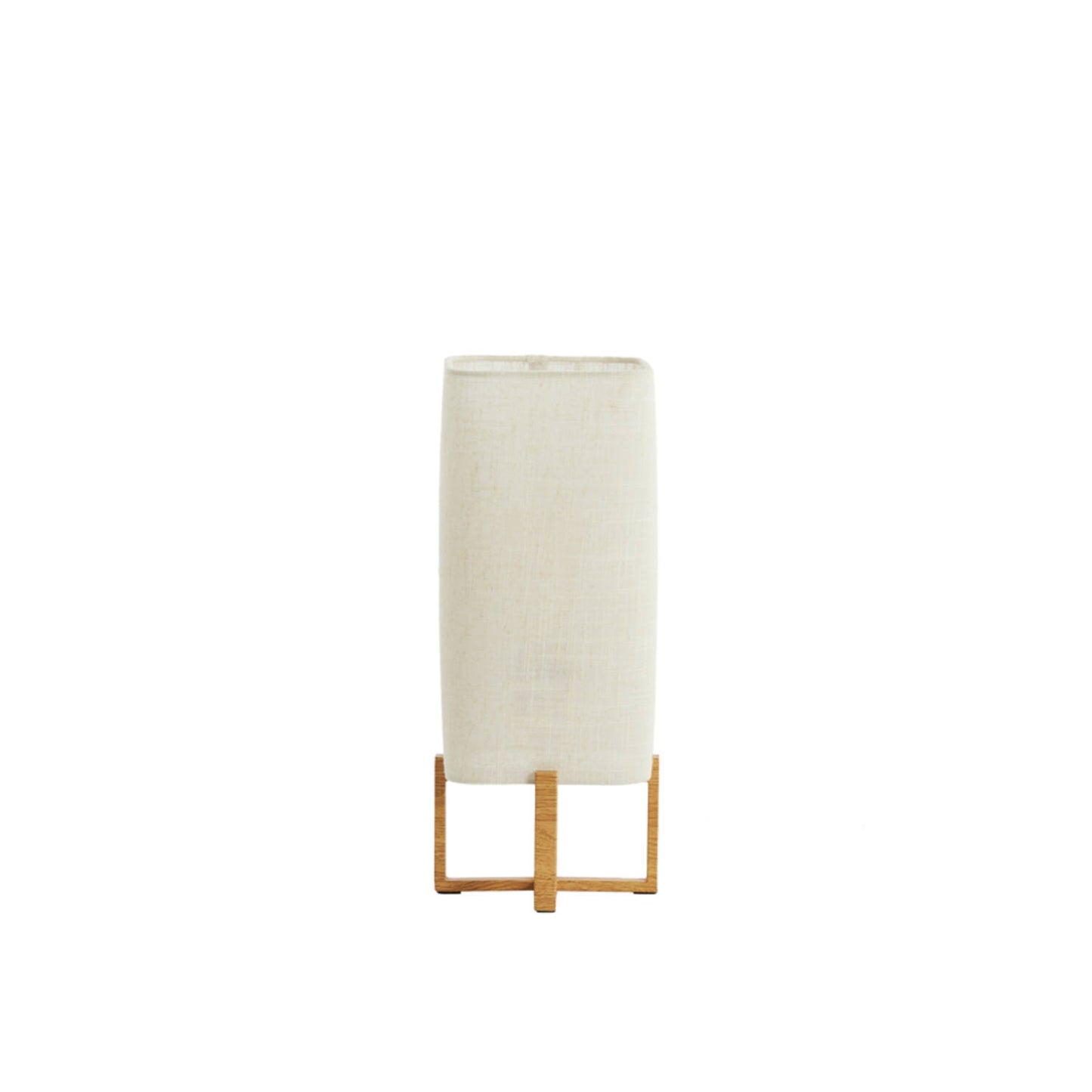 Lampe à poser Solen - Motif bois et toile crème - 16,5x16,5x39 cm