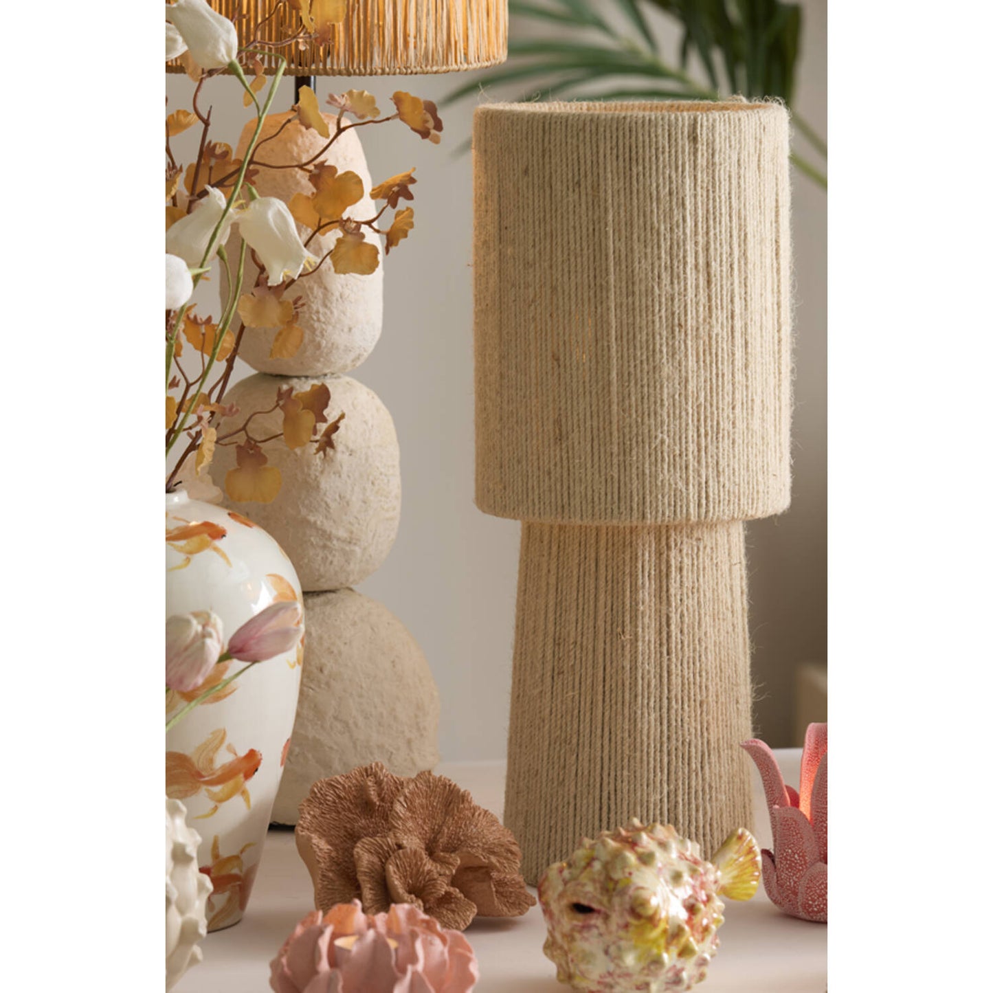 Lampe à poser Suna - Jute crème - Ø21,5x54,5 cm