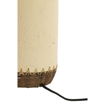 Lampe à poser Nami – Papier beige & rotin naturel – Ø 13 × H 40 cm