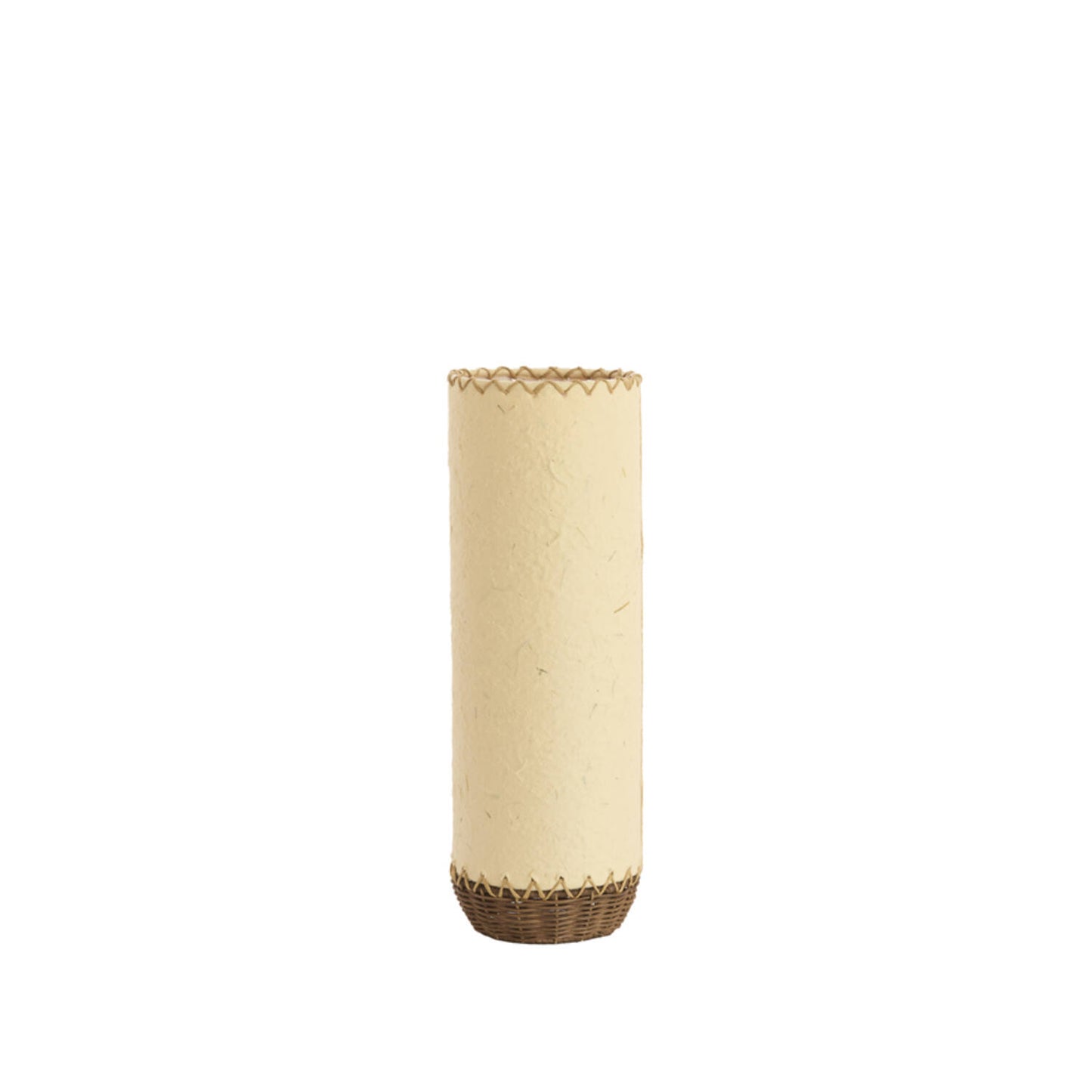 Lampe à poser Nami – Papier beige & rotin naturel – Ø 13 × H 40 cm