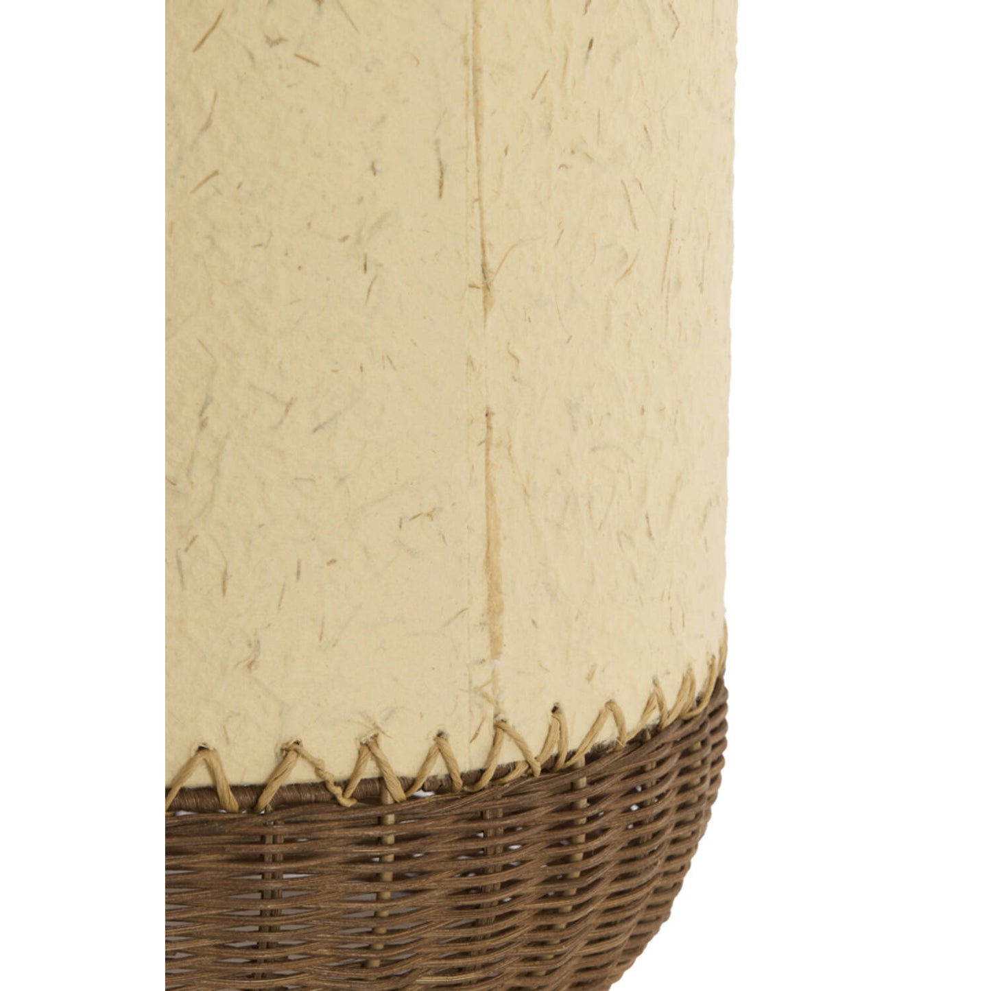 Lampe à poser Nami – Papier beige & rotin naturel – Ø 24 × H 36 cm
