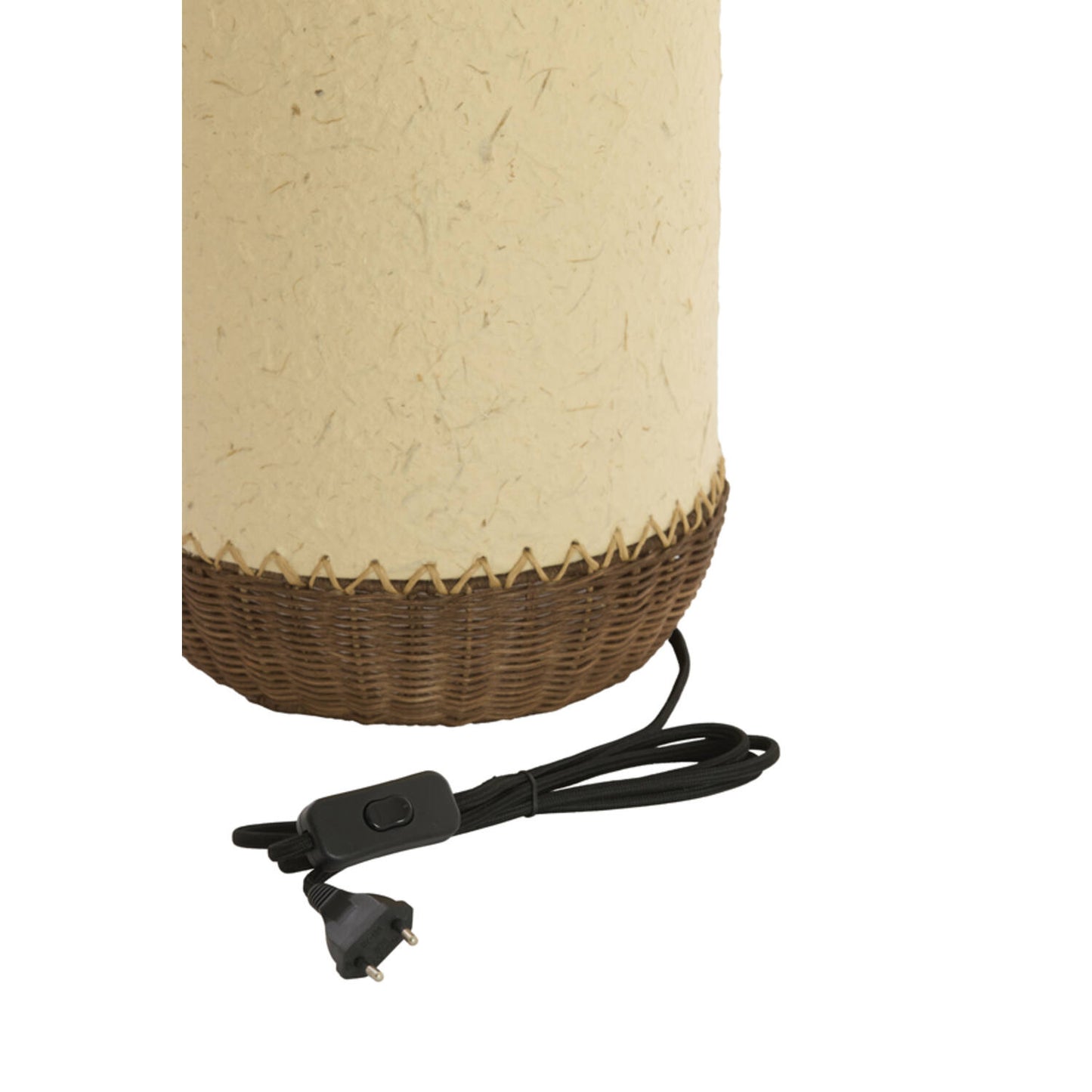 Lampe à poser Nami – Papier beige & rotin naturel – Ø 24 × H 36 cm