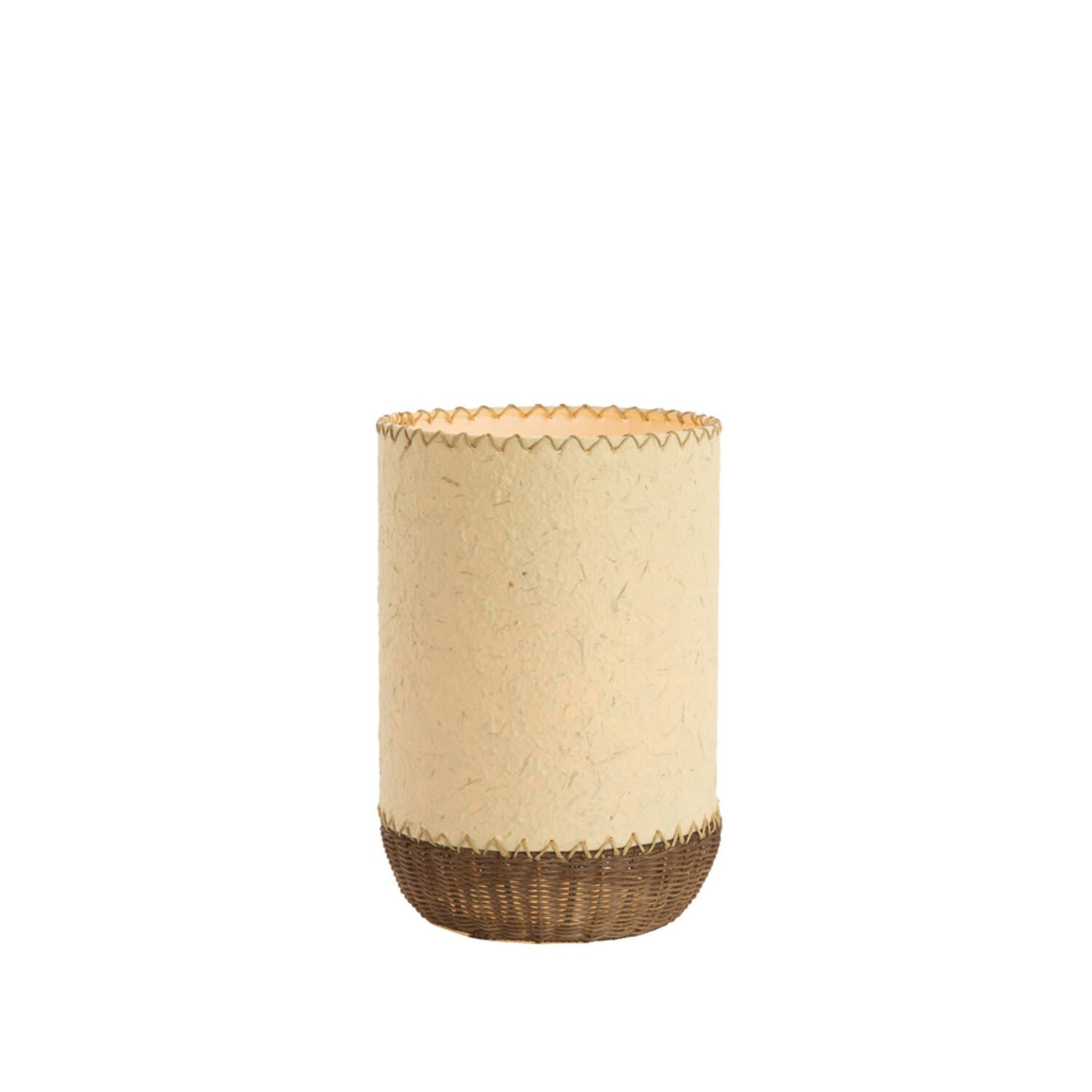 Lampe à poser Nami – Papier beige & rotin naturel – Ø 24 × H 36 cm