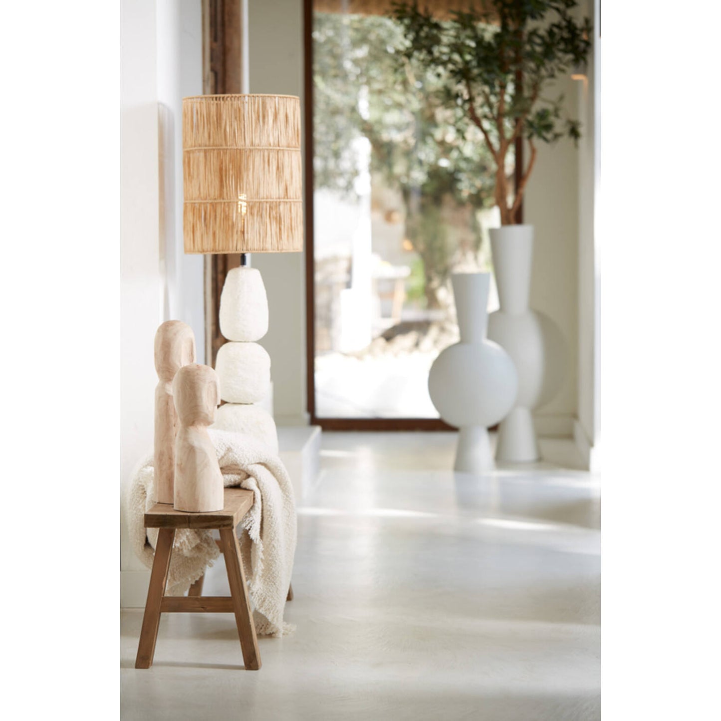 Pied de lampe Orka - crème - Ø22x52 cm