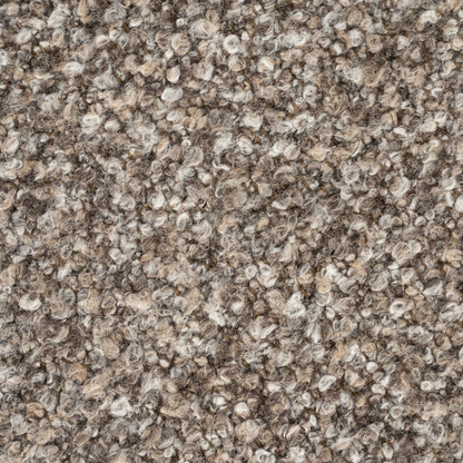 Pouf Champagne – taupe & bois brun clair