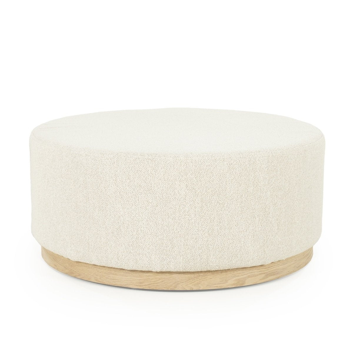 Pouf Mia - tissu écru & bois clair M