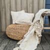 Pouf rond Sumba – Jacinthe d’eau naturelle – Ø 60/70 × H 30/40 cm