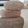 Pouf rond Sumba – Jacinthe d’eau naturelle – Ø 60/70 × H 30/40 cm