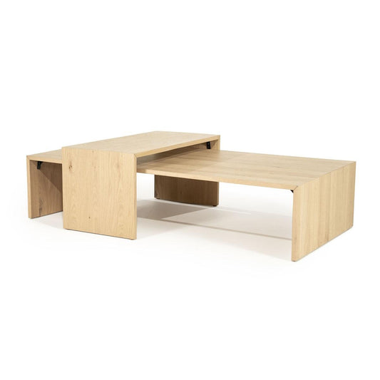 Set de 2 tables basses Lagon – Chêne naturel – 140×70×32cm / 84×39×39cm - Précommande