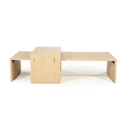 Set de 2 tables basses Lagon – Chêne naturel – 140×70×32cm / 84×39×39cm - Précommande