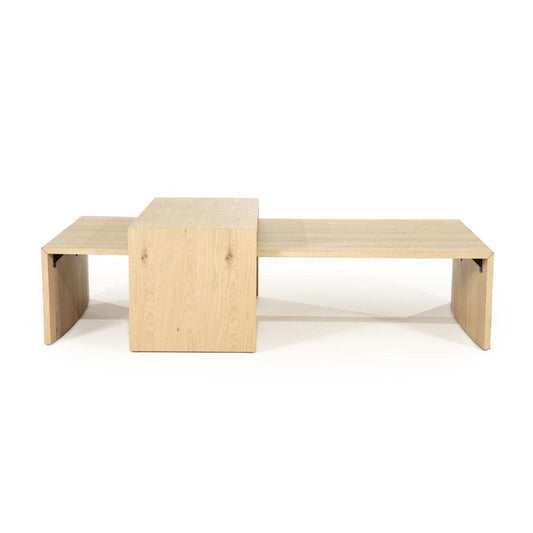 Set de 2 tables basses Lagon – Chêne naturel – 140×70×32cm / 84×39×39cm - Précommande