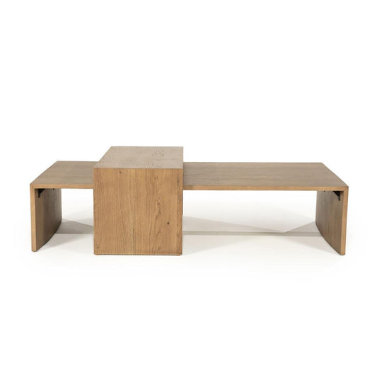 Set de 2 tables basses Lagon – Chêne noyer – 140×70×32cm / 84×39×39cm - Précommande