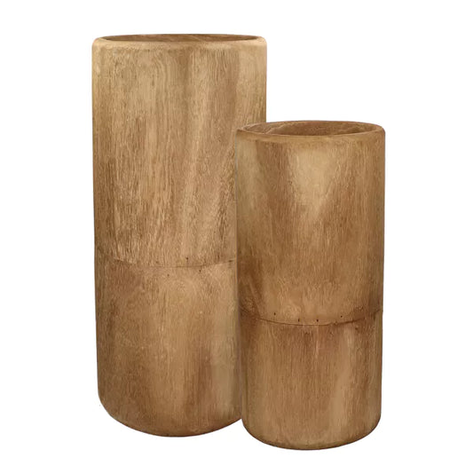 Set de 2 vases Pure - Bois de paulownia rouille - Ø22/28 x 50/65cm - Pomax - Précommande