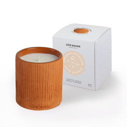Bougie Striée Terracotta S - Ambre - Côté Bougie