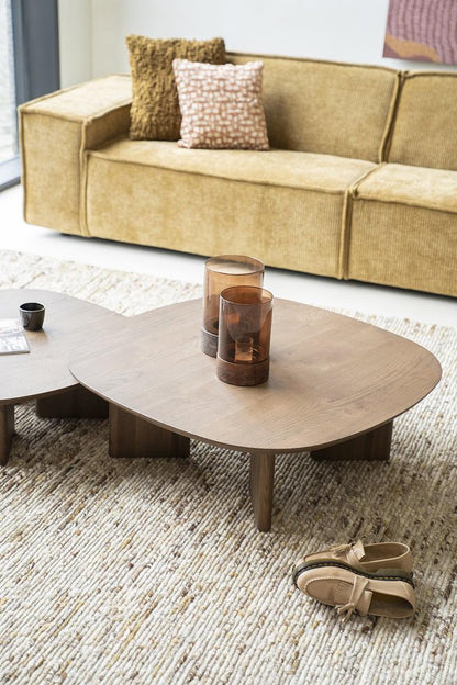 Table basse Galet – Chêne noyer – 100 × 100 × 32 cm - Précommande